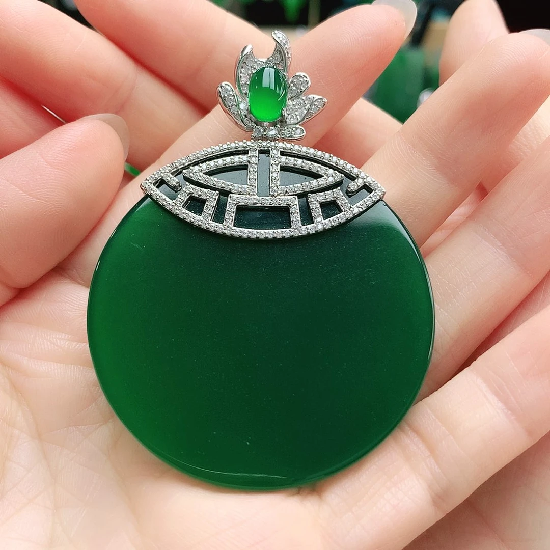 玛瑙/玉髓吊坠银S925镶嵌