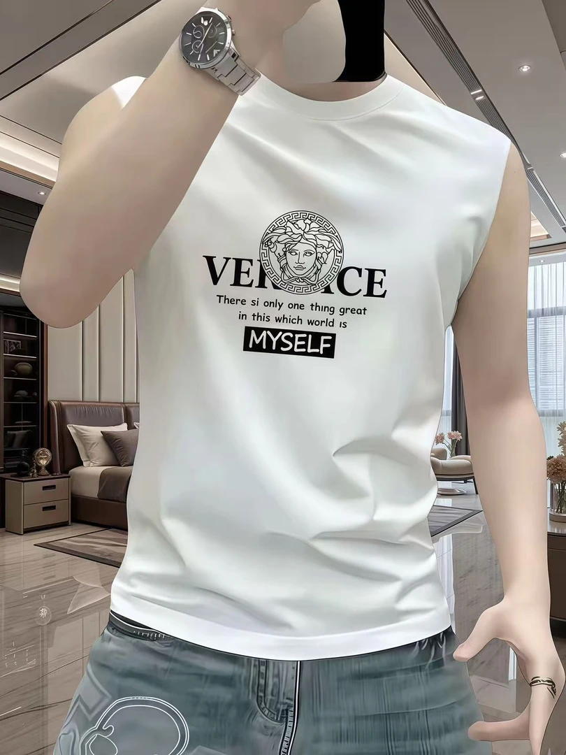 夏季新款纯棉百搭背心男潮牌宽松坎肩运动圆领健身篮球无袖t恤