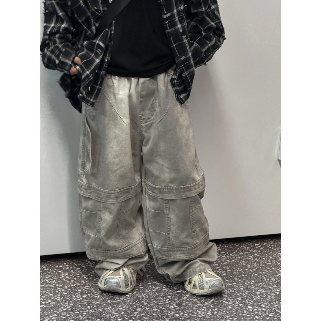 现货THE LUHAN【废土纪元】高街潮流秋款工装水洗中大男童长裤24394