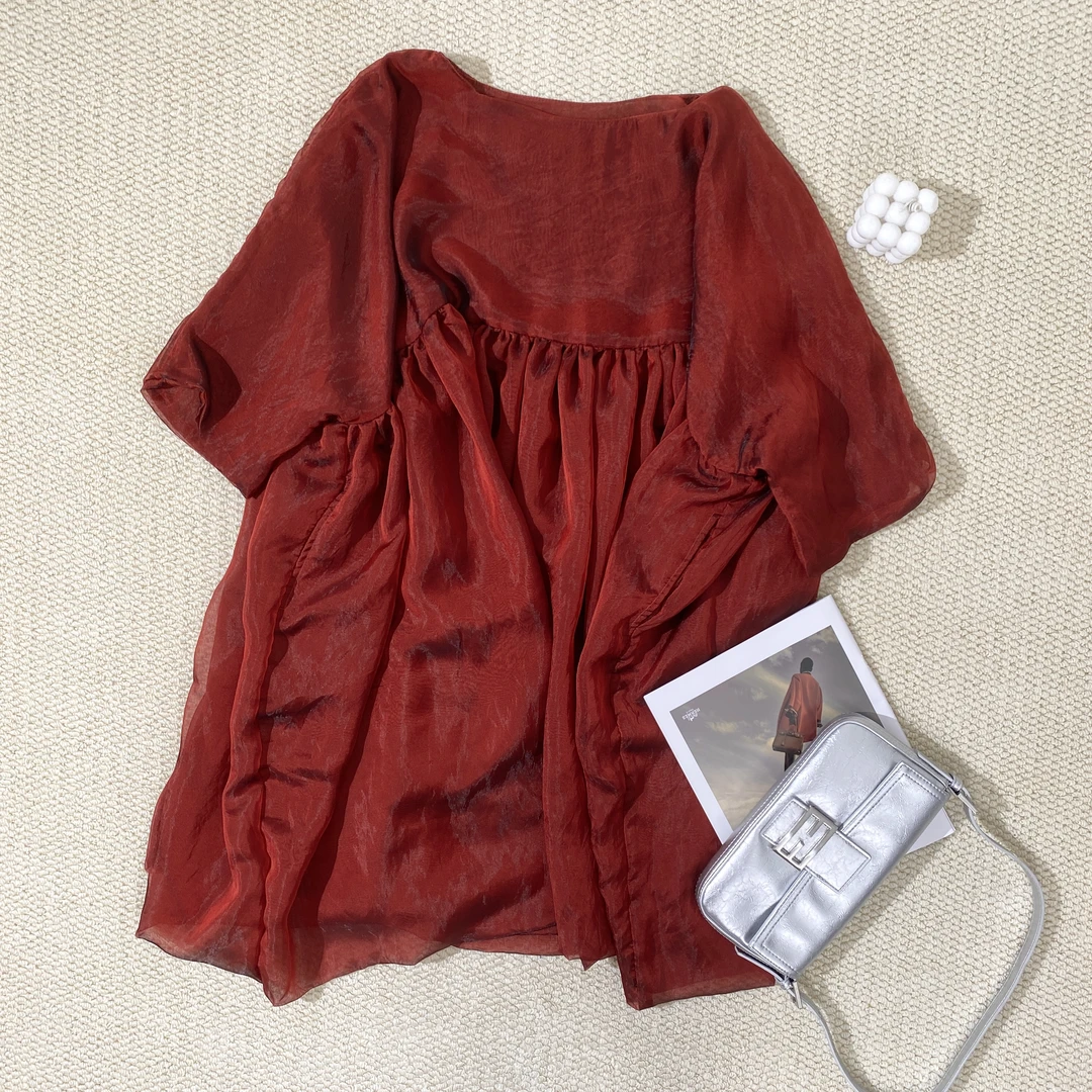 小韩日记【浆果花园】连衣裙时尚休闲百搭夏季纯色韩版复古洋气2857