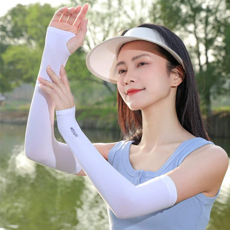 夏季防晒袖套女户外开车骑行防紫外长款遮阳透气护臂套冰丝袖
