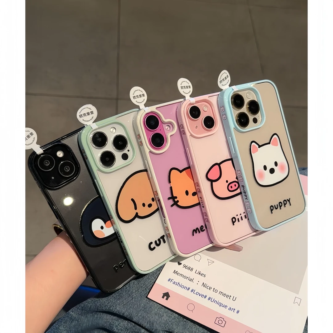 欧克里里可爱动物适用苹果16promax亚克力手机壳iPhone15/1413/12