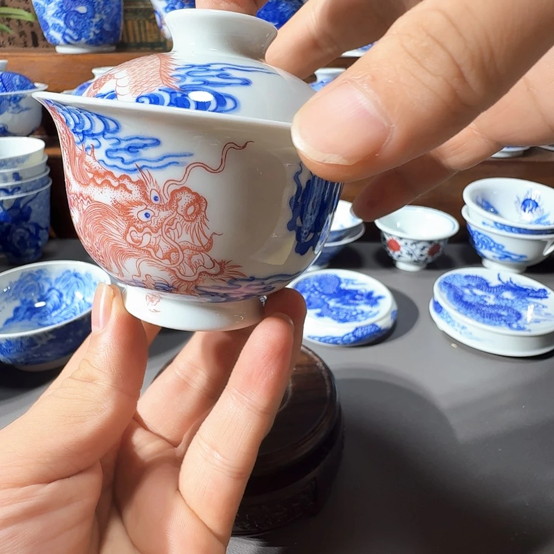 s***n泥塑盖碗手工手绘微瑕