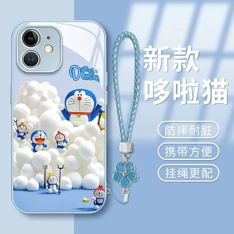 哆啦猫适用苹果16promax手机壳创防摔创意情侣金属漆玻璃17promax