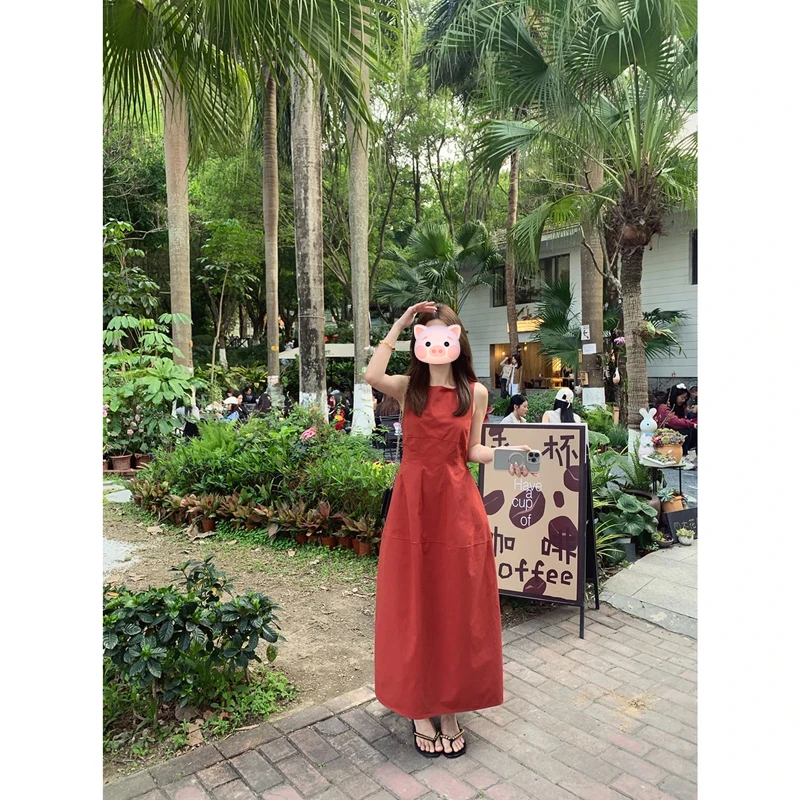 五一出游穿搭女装千金清冷感贵系洋气衣服女无袖气质小众连衣裙女