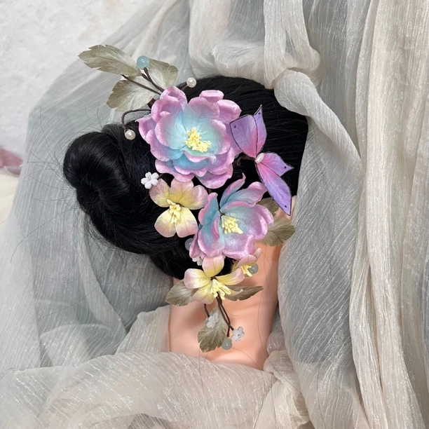 春亦归古风发饰绒花发簪 手工制作默认微瑕