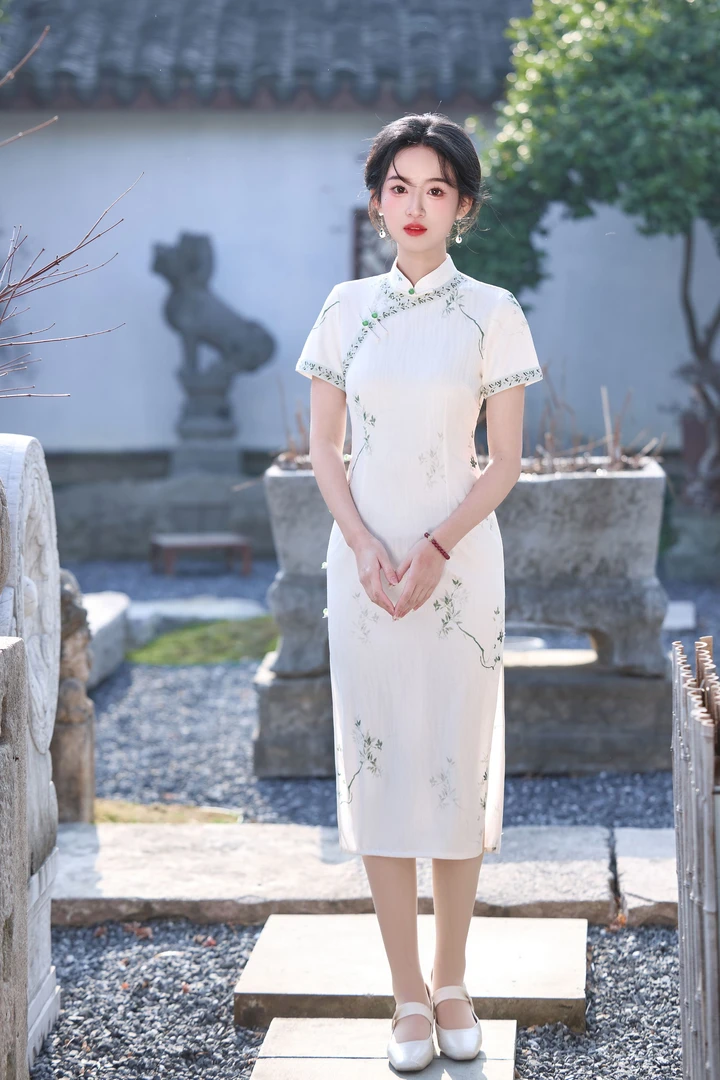 淑女范国风中式长款改良旗袍2025新款年轻款女复古修身短袖春夏季