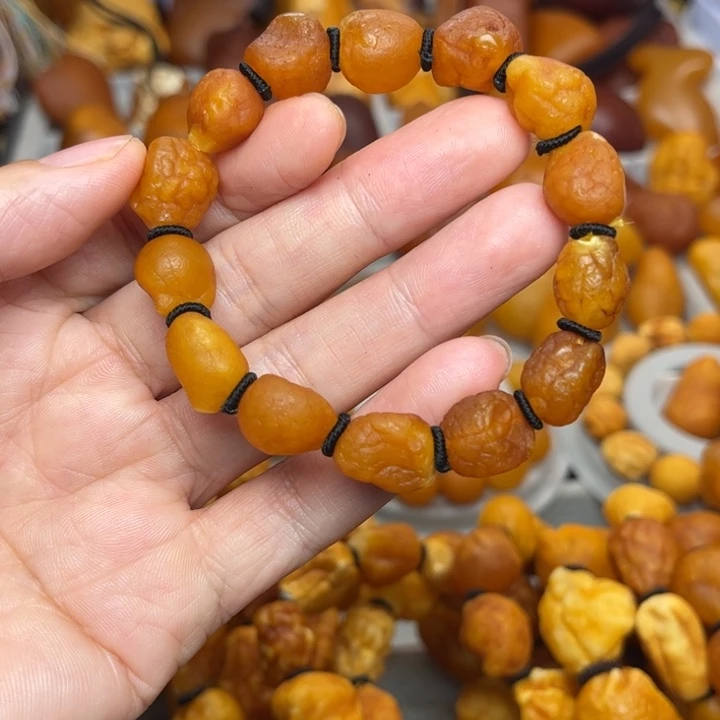 琥珀未镶嵌裸石天然蜜蜡手串