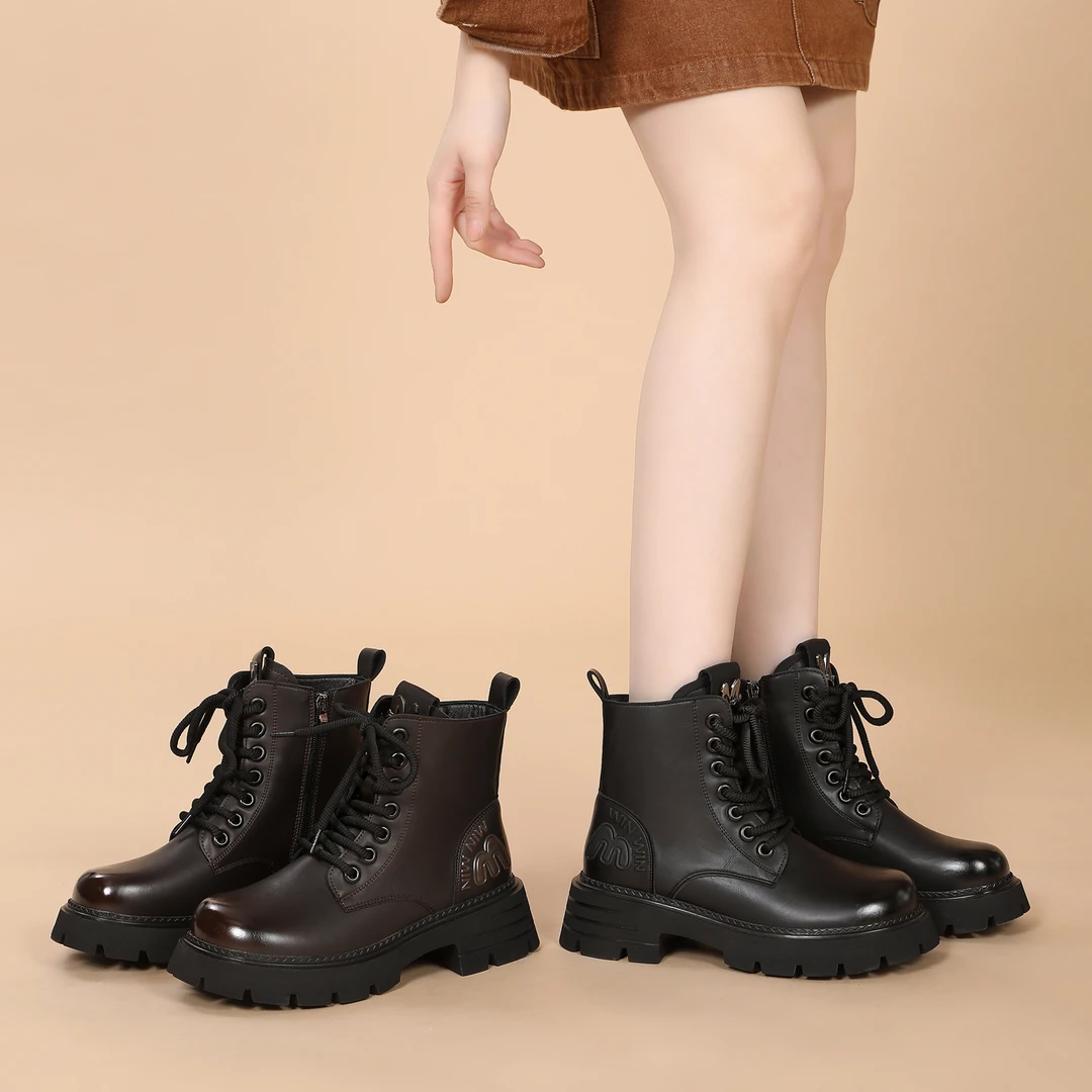 英伦风厚底马丁靴女2025秋季新款百搭洋气单靴软底增高显瘦短靴