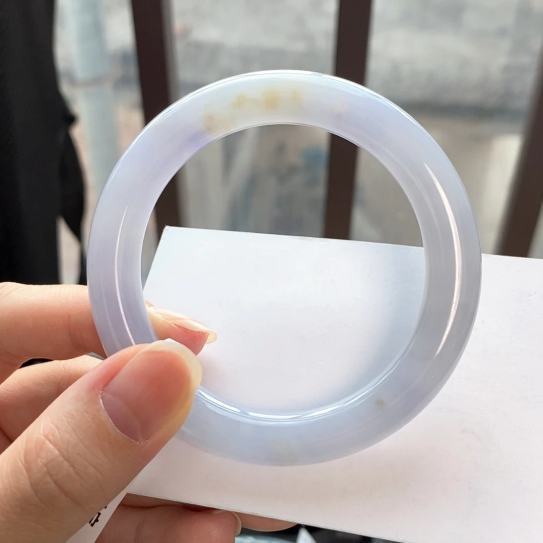 翡翠未镶嵌手镯浅紫洒金52.2