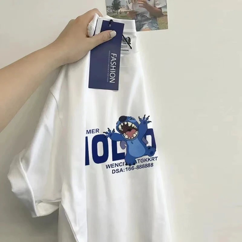 【吉他史迪仔】日系100%纯棉卡通印花短袖夏季男女亲子款情侣T恤