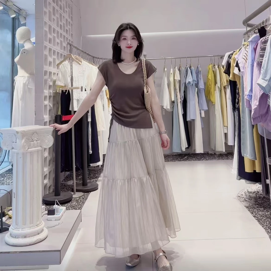 【仙女裙】气质轻奢时尚百搭高级丝质拼接半身长裙