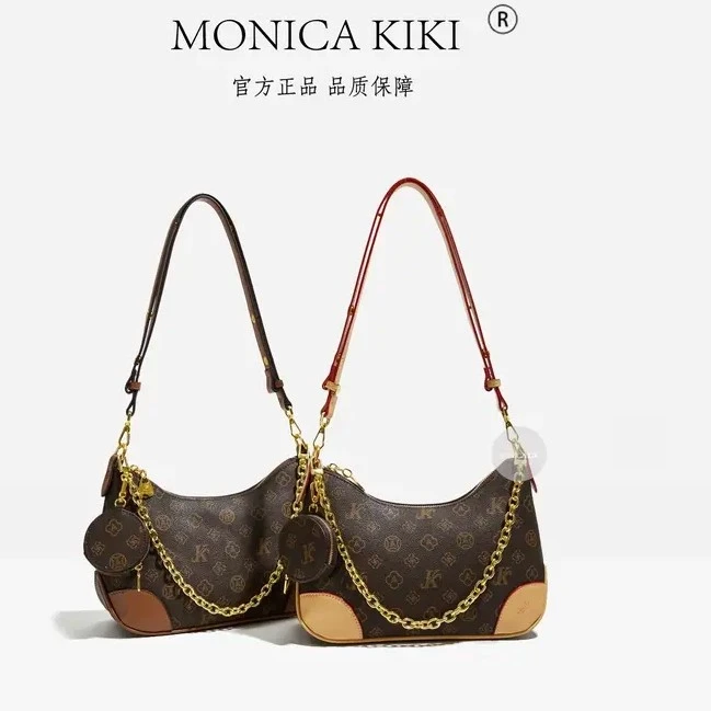 MONICA KIKI/莫妮卡奇奇轻奢女士单肩斜挎牛角包