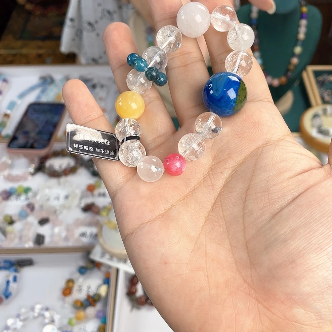 水晶手链银S925镀金镶嵌