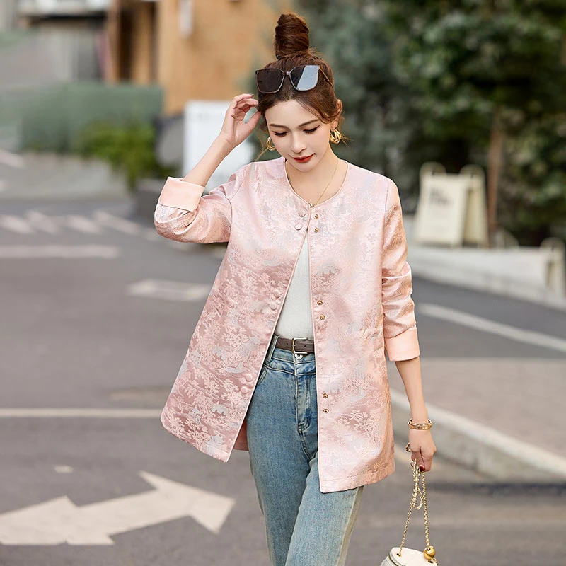 高端新中式轻国风提花外套女款春秋2025新款漂亮独特超好看高级感