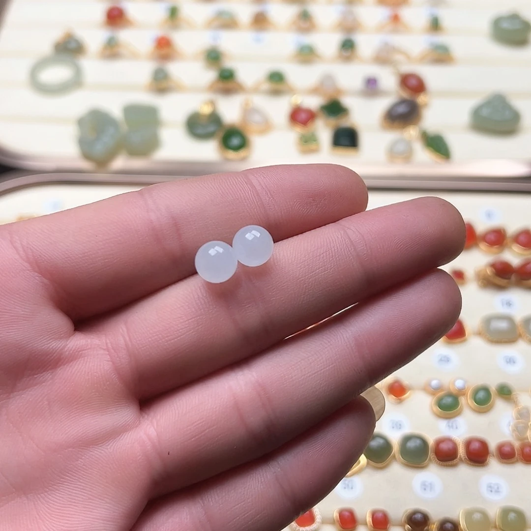 和田玉耳饰银S925镶嵌