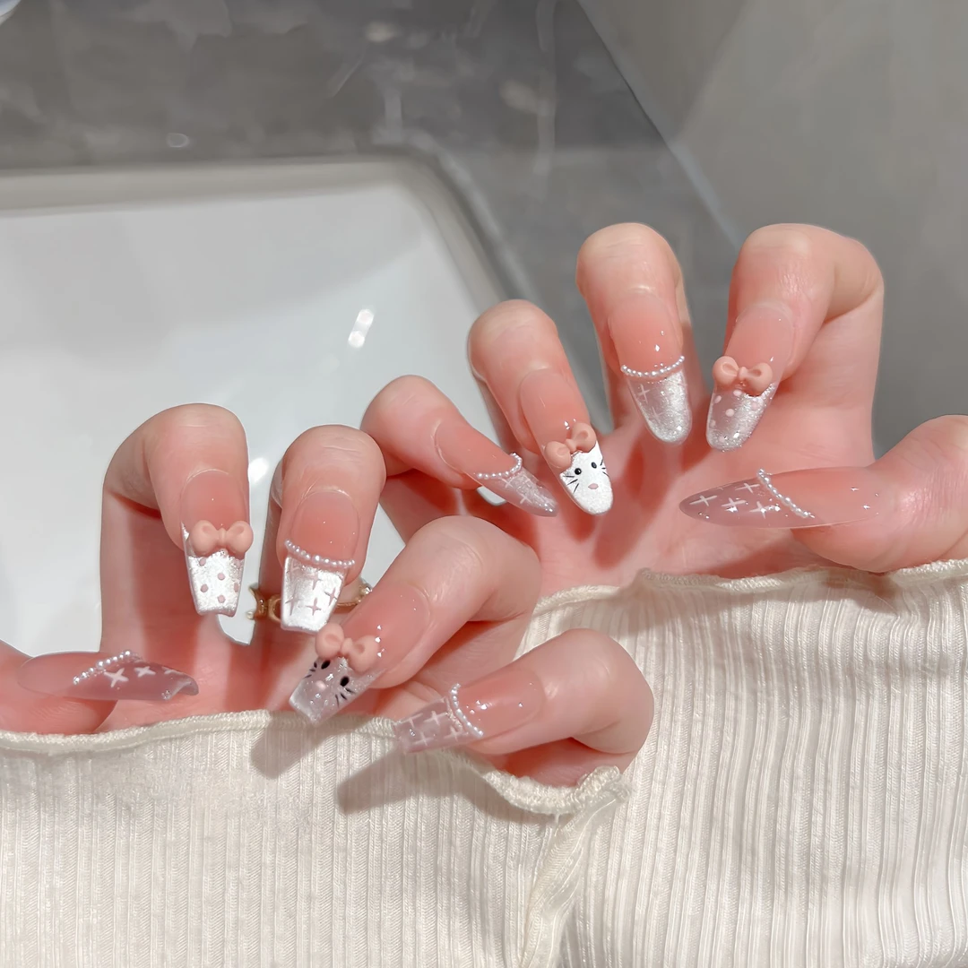 【桃气Kitty】春季可爱纯手工穿戴甲可拆卸十片装