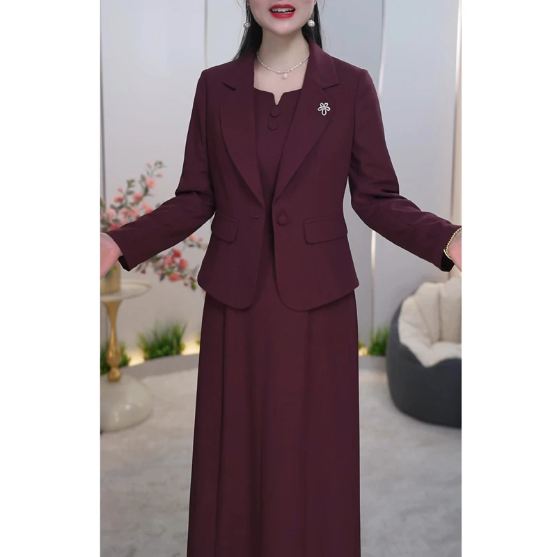 连衣裙2025新款女春秋季喜婆婆婚宴装妈妈礼服重要场合两件套裙子