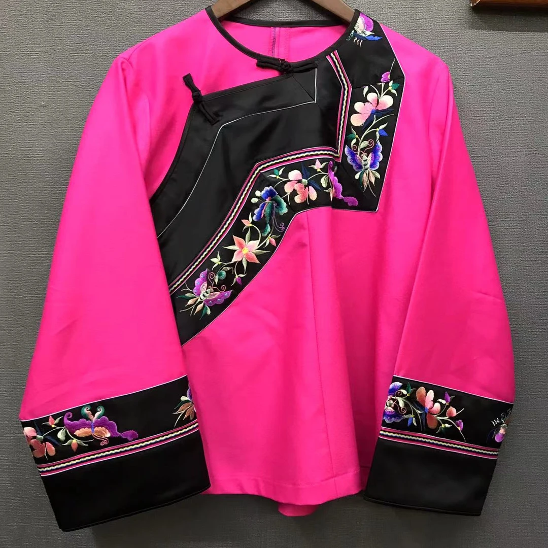 苗族传统服饰刺绣绣花手工盘扣长袖民族风女士生活装