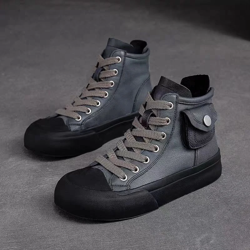 复古风厚底高帮后拉链时尚百搭女单鞋S8-730-11