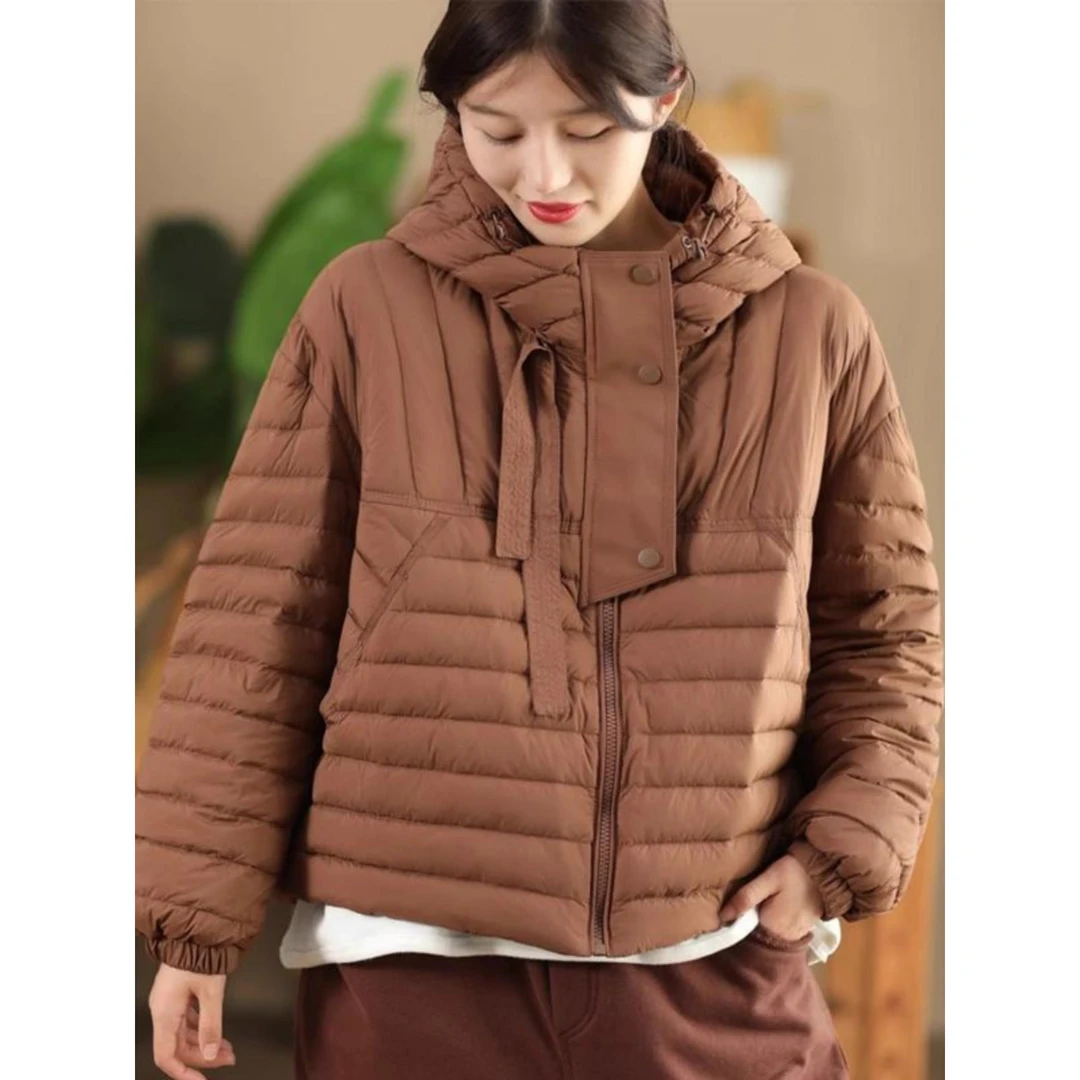 VONSRMAN高级感连帽羽绒服女冬季2025新款时尚轻薄款保暖短款外套