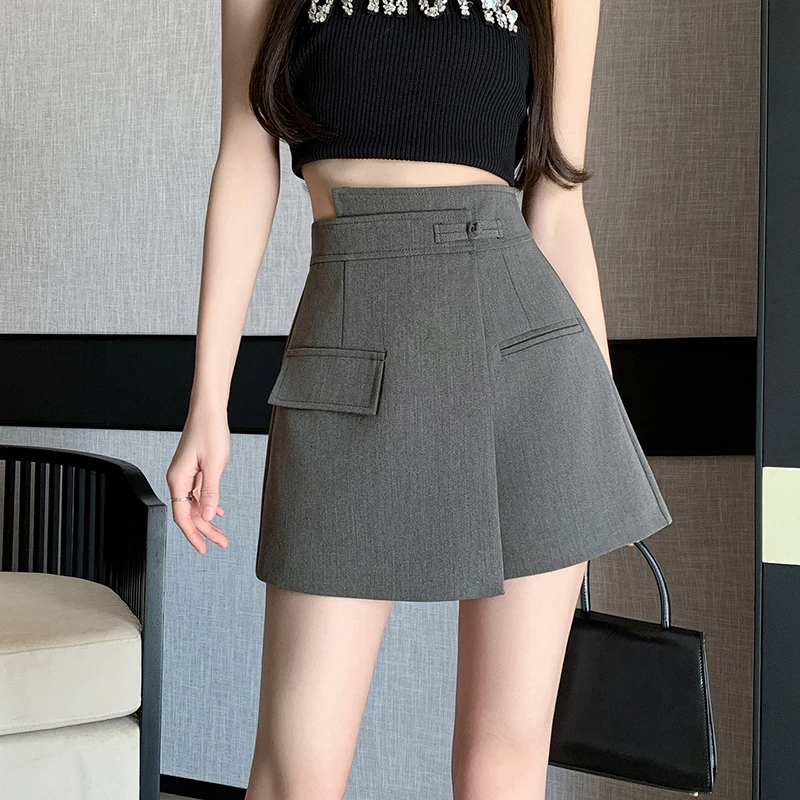 设计感不规则开叉盘口短裙裤2025春夏a字裤裙女裤