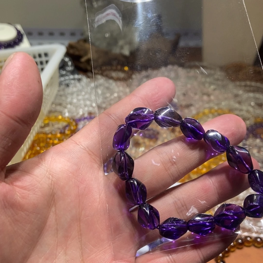 呀***、非金属紫水麻花珠