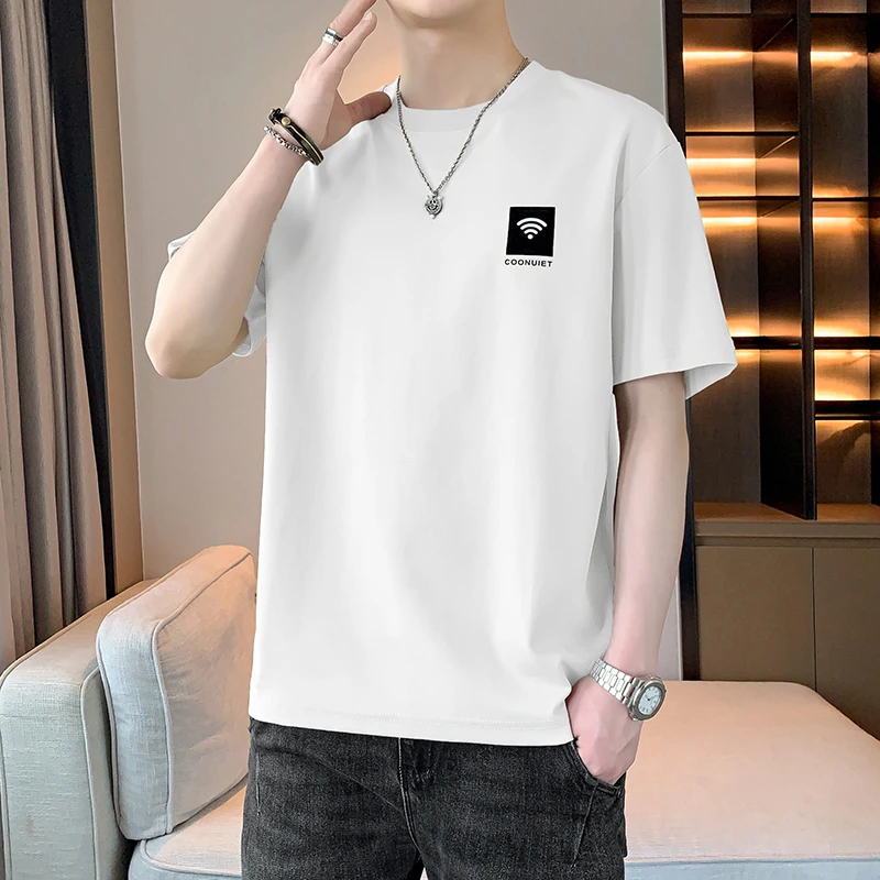 夏季圆领新款韩版休闲印花短袖潮流恤男潮牌上衣纯棉百搭时尚薄