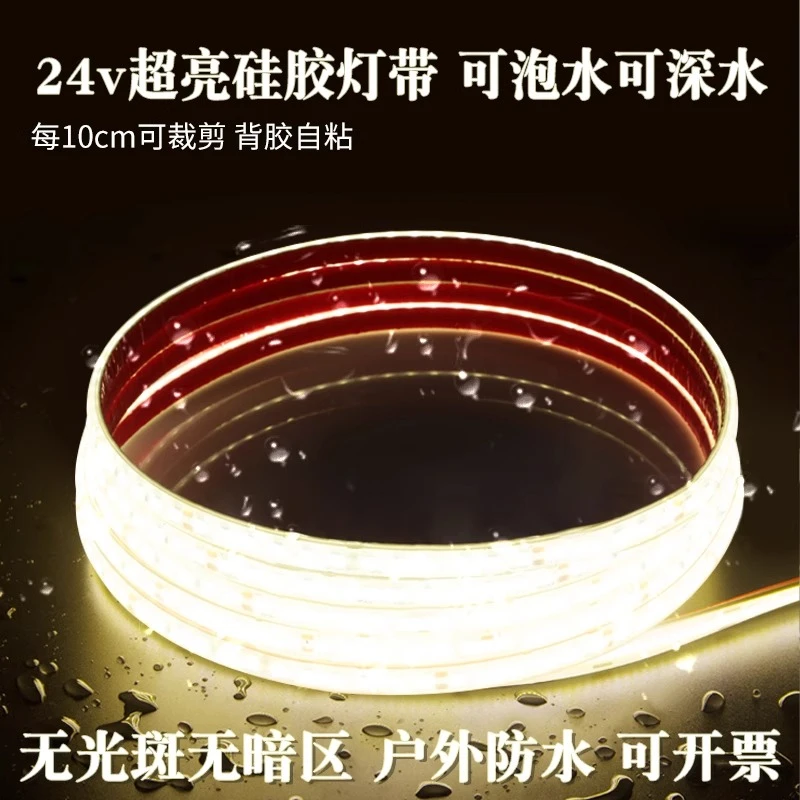 防泡水灯带LED软灯条温泉水池泳池侧壁灯24v防水灯带水下景观灯