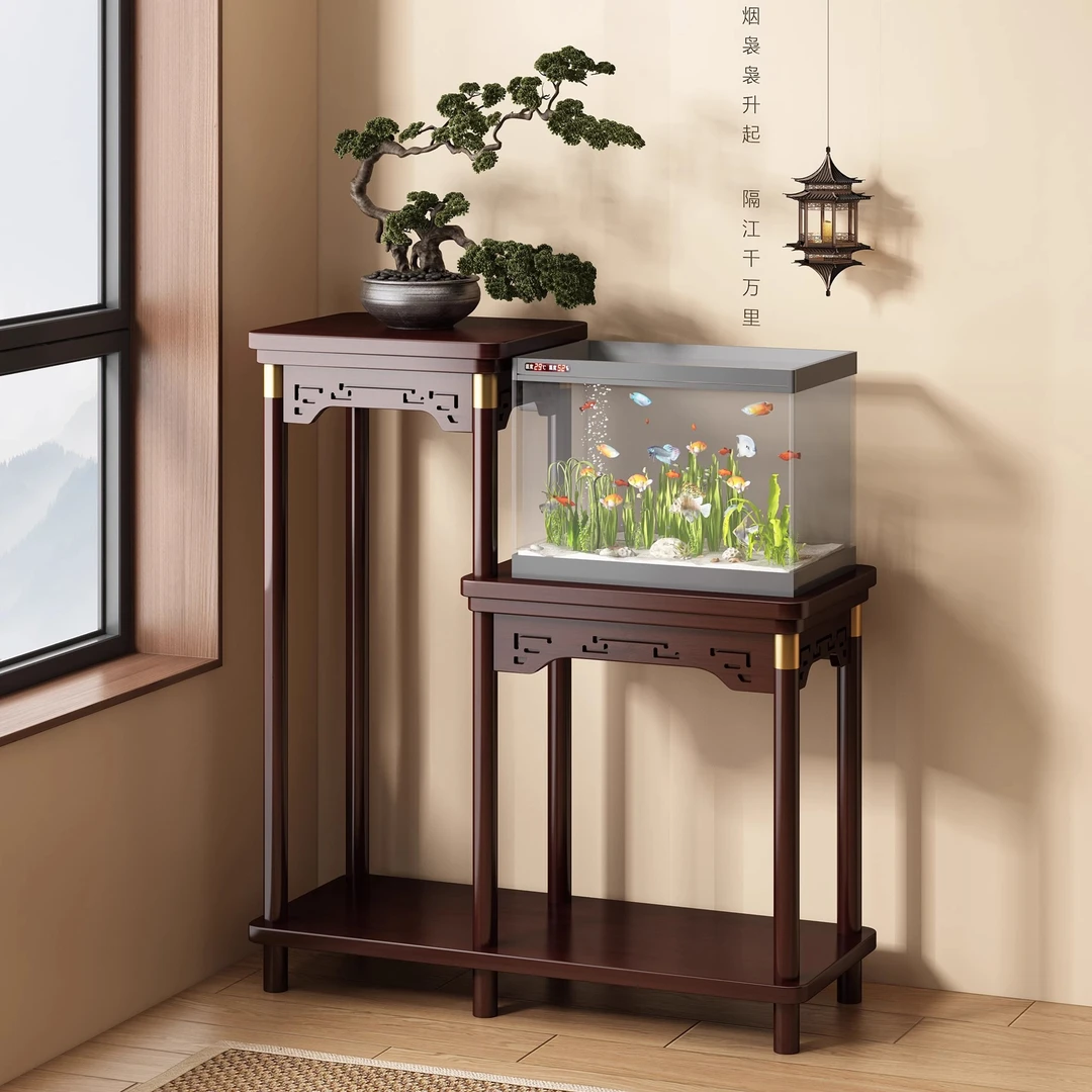 花架实木客厅落地中式阳台花盆置物架室内多层兰花植物鱼缸摆放架