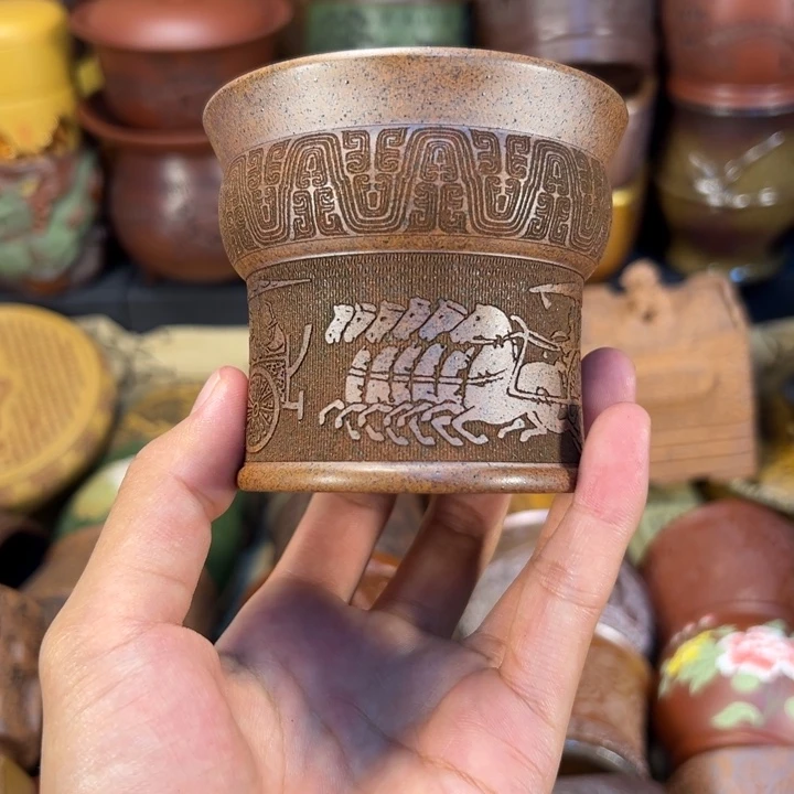 紫砂茶杯宜兴紫杯子