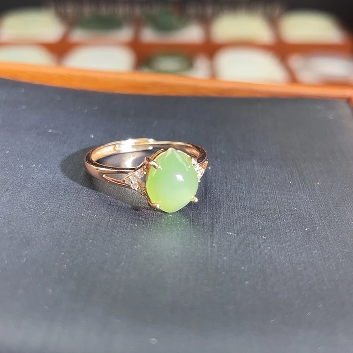 和田玉（碧玉）戒指银S925镶嵌