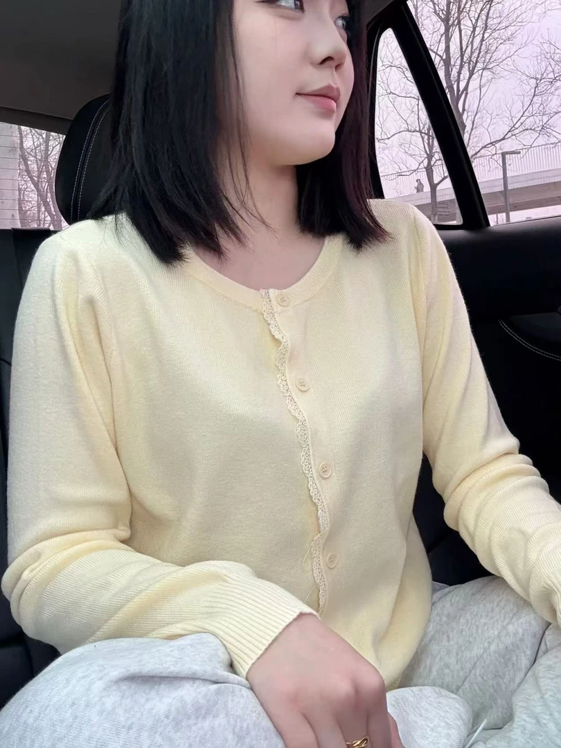 夏季不褪色纯色长袖毛针织衫休闲打底冬季春季短款衫