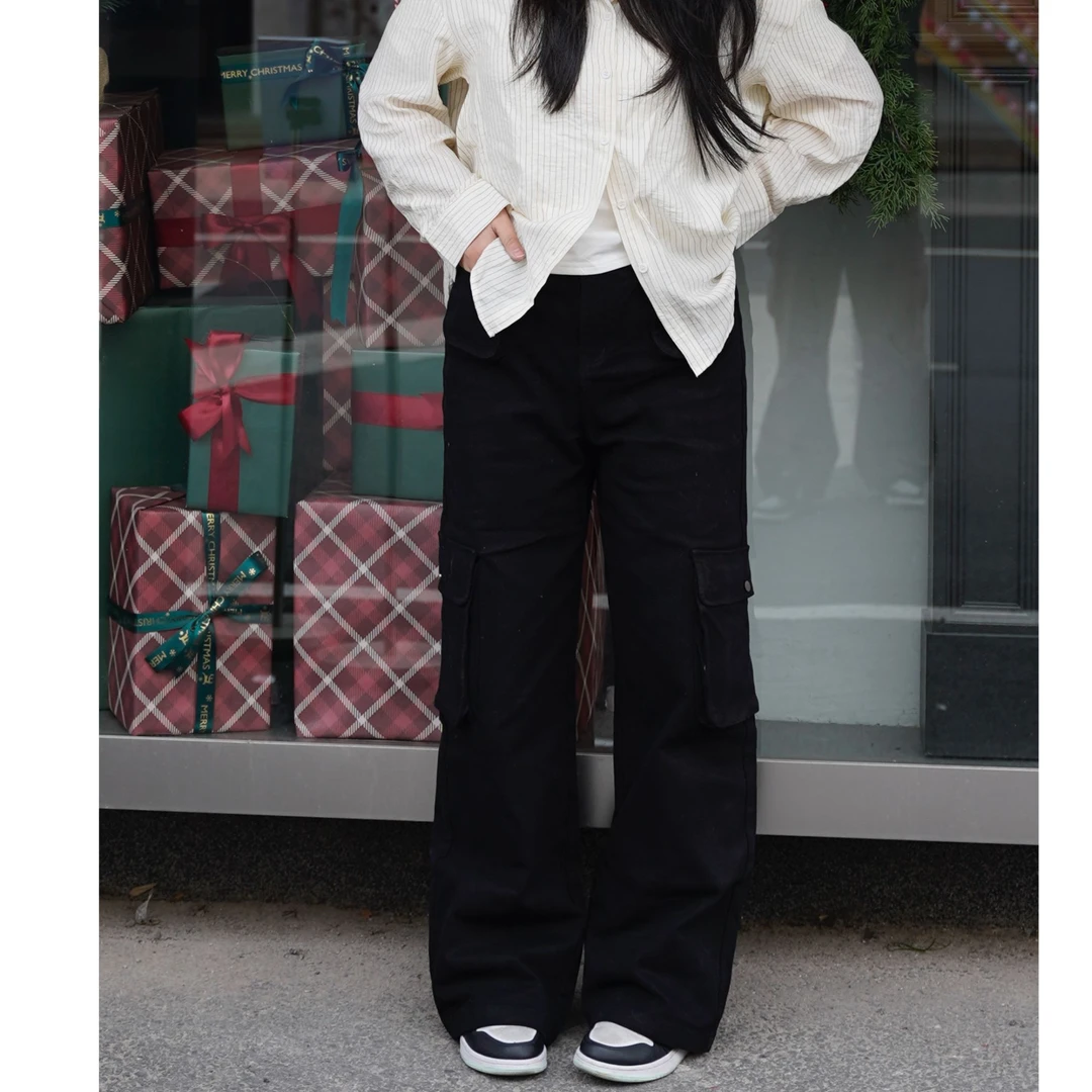 高腰直筒美式复古工装裤女 户外长裤 女孩显瘦显高神裤休闲百搭