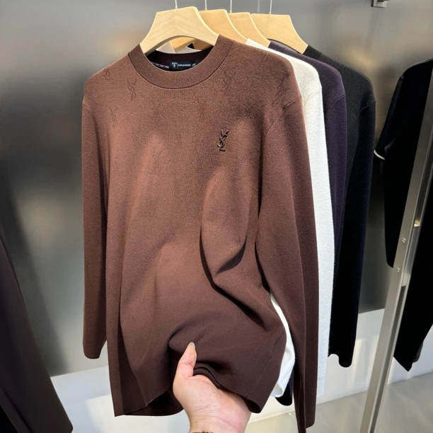 高品质男士欧货提花烫钻时尚洋气针织长袖