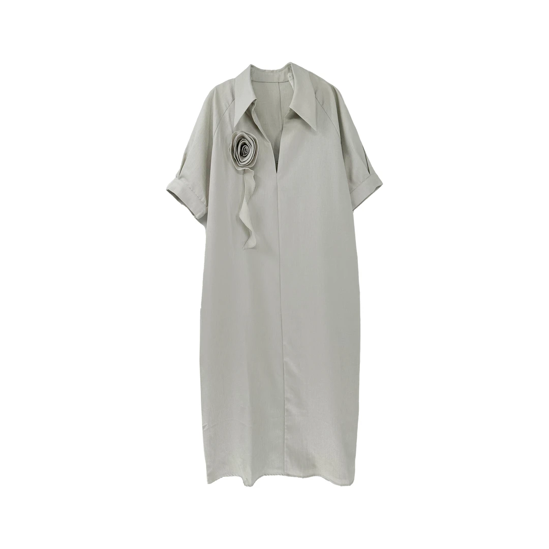 ChenYueTong新款法式休闲立体花朵连衣裙 LYQ8035