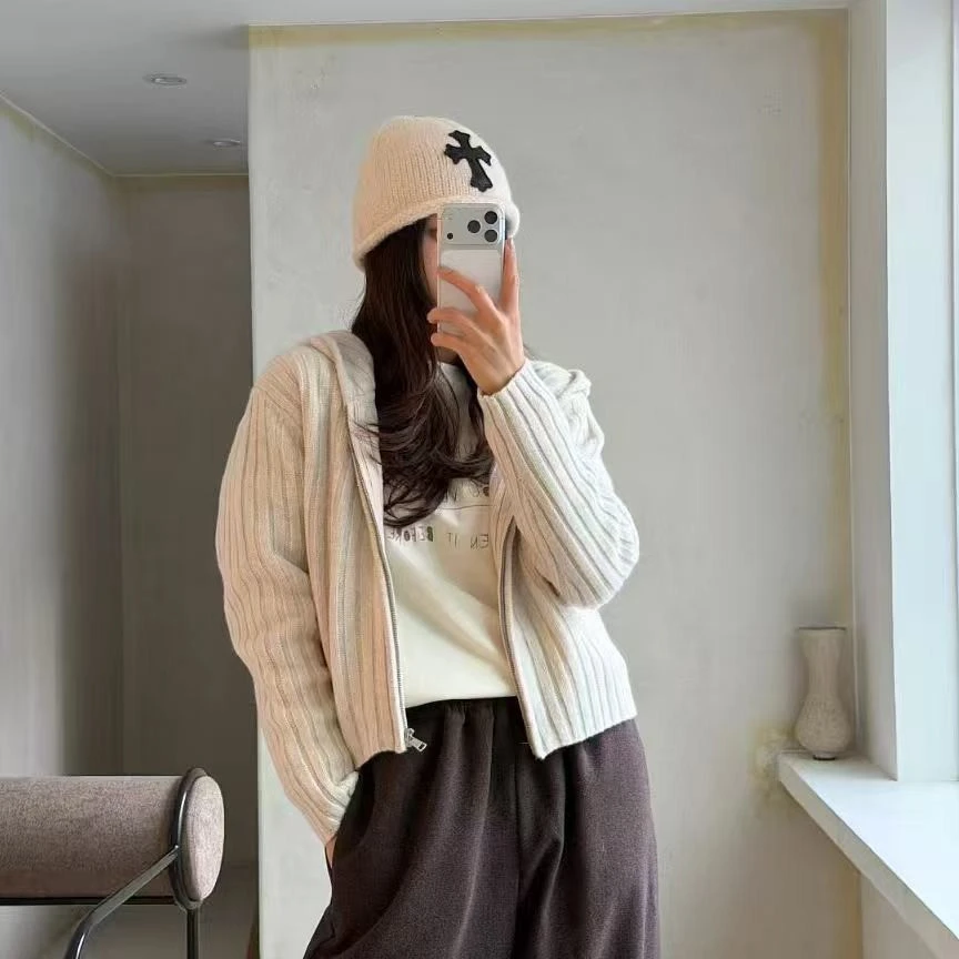 【毛毛家】韩国东大门针织开衫拉链百搭毛衣~No退换