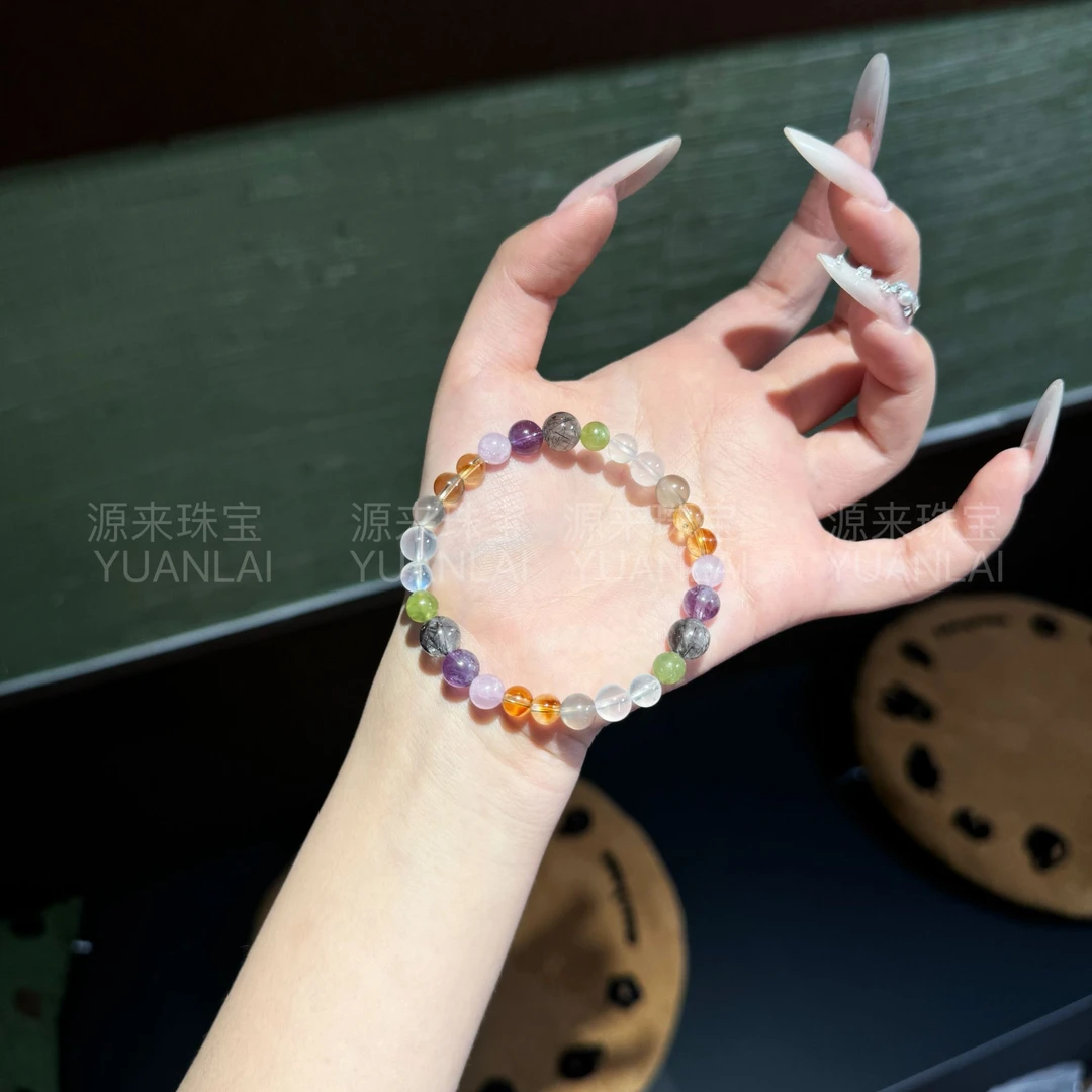 YY19 岫玉月光粉水晶手串