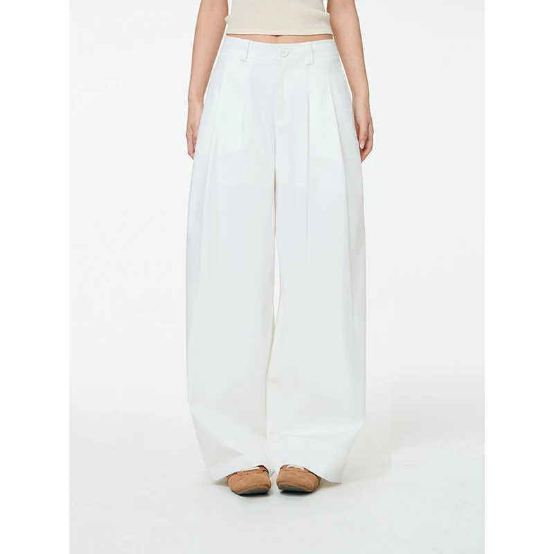 PINPINPLUS丨「直白」阔腿弯刀空气裤显瘦显高休闲长裤8C70031AYP