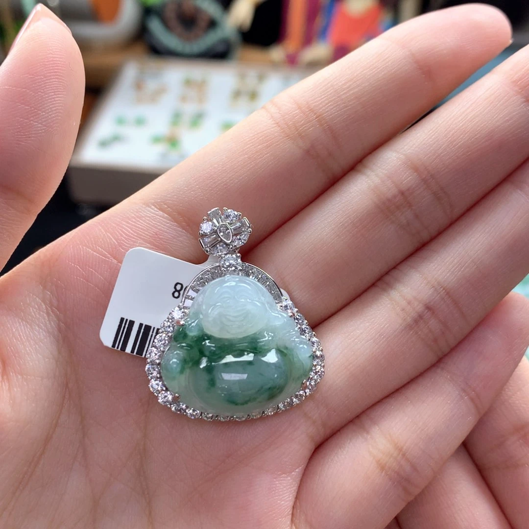 颈饰银S925镶嵌翡翠海****鱼