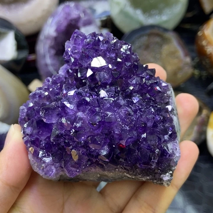 水晶珠宝半成品未镶嵌紫晶花