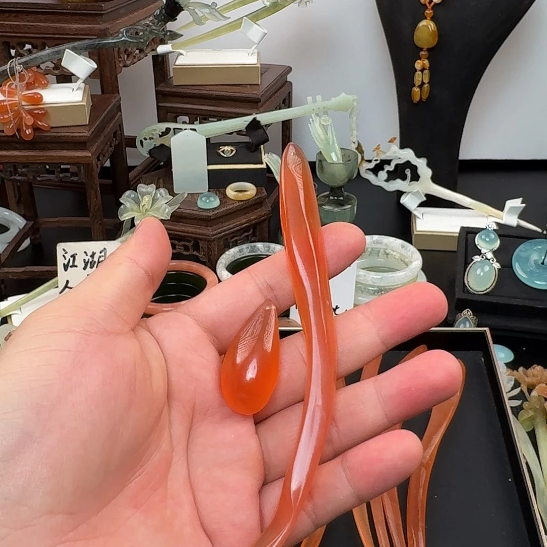 喜***乐蛇纹石玉未镶嵌发饰