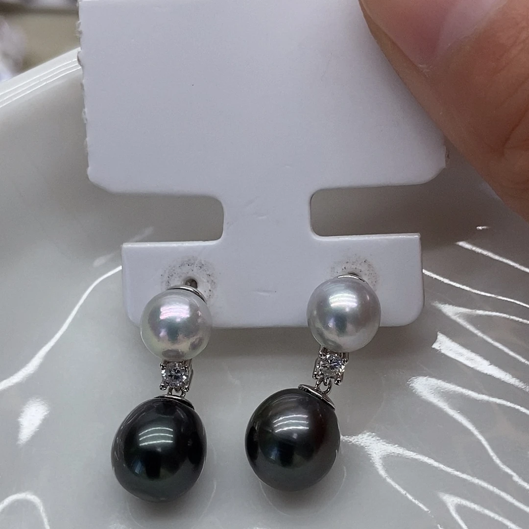 海水珍珠耳饰银S925镶嵌