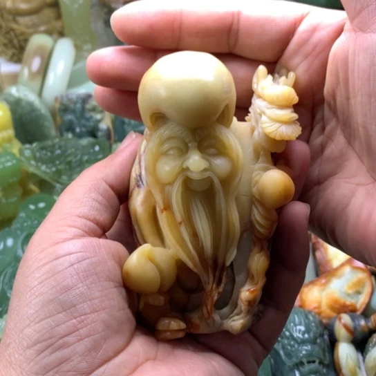 农***岸蛇纹石玉未镶嵌岫玉手把件