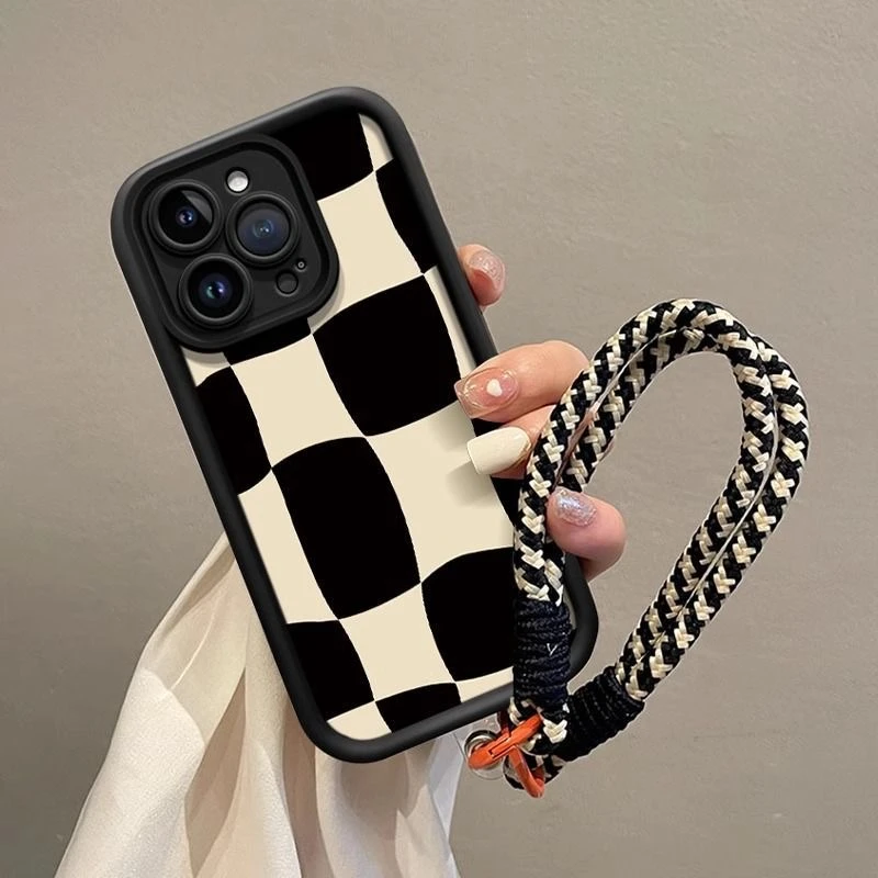 黑白格适用苹果iphone小米15/14/13promax防摔vivo华为oppo手机壳