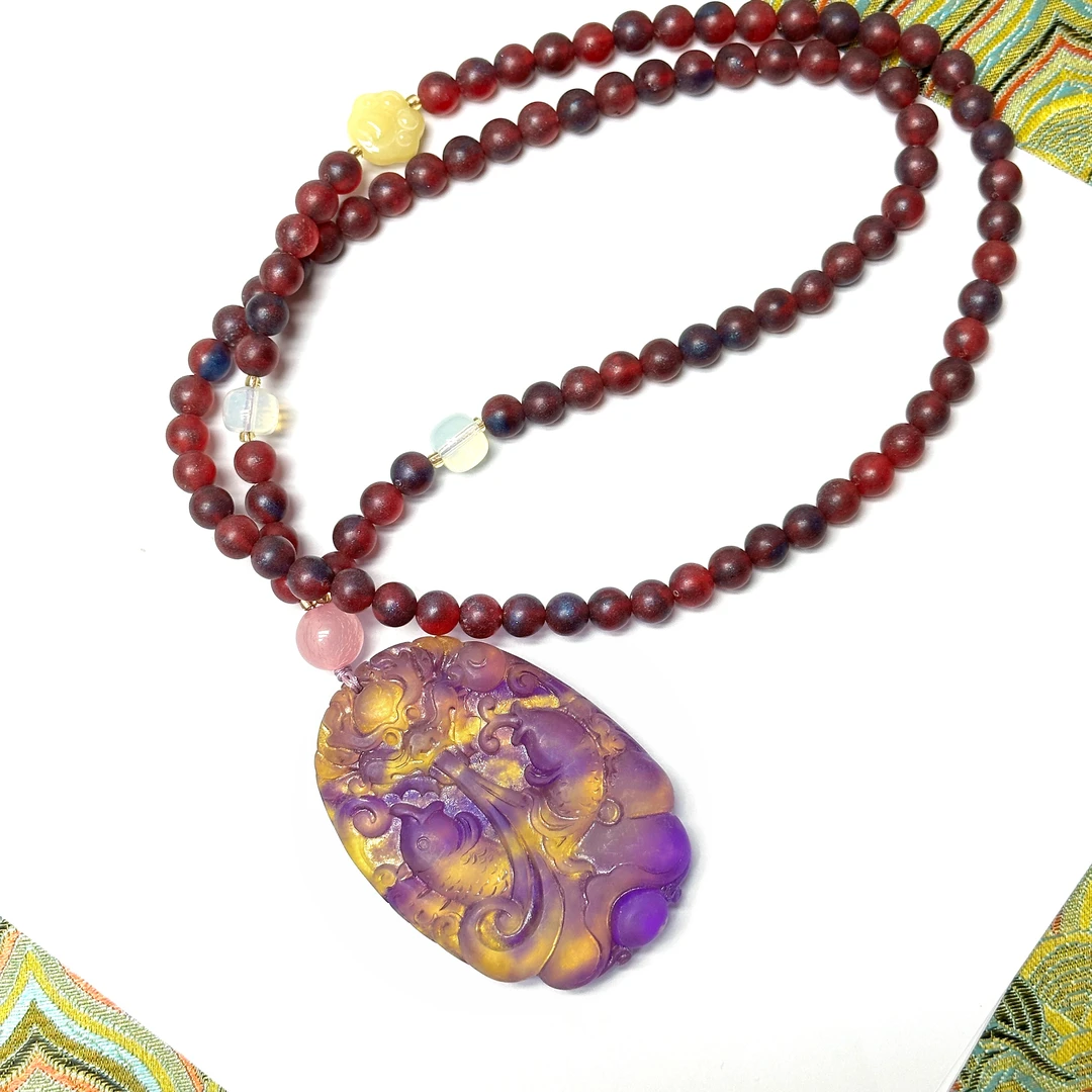 【古典珍藏】雪山重楼紫龙醇吊坠A299