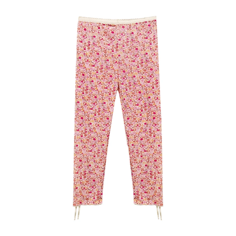 七分裤女士夏季时尚休闲松紧腰抽绳设计感轻薄舒适弹力印花