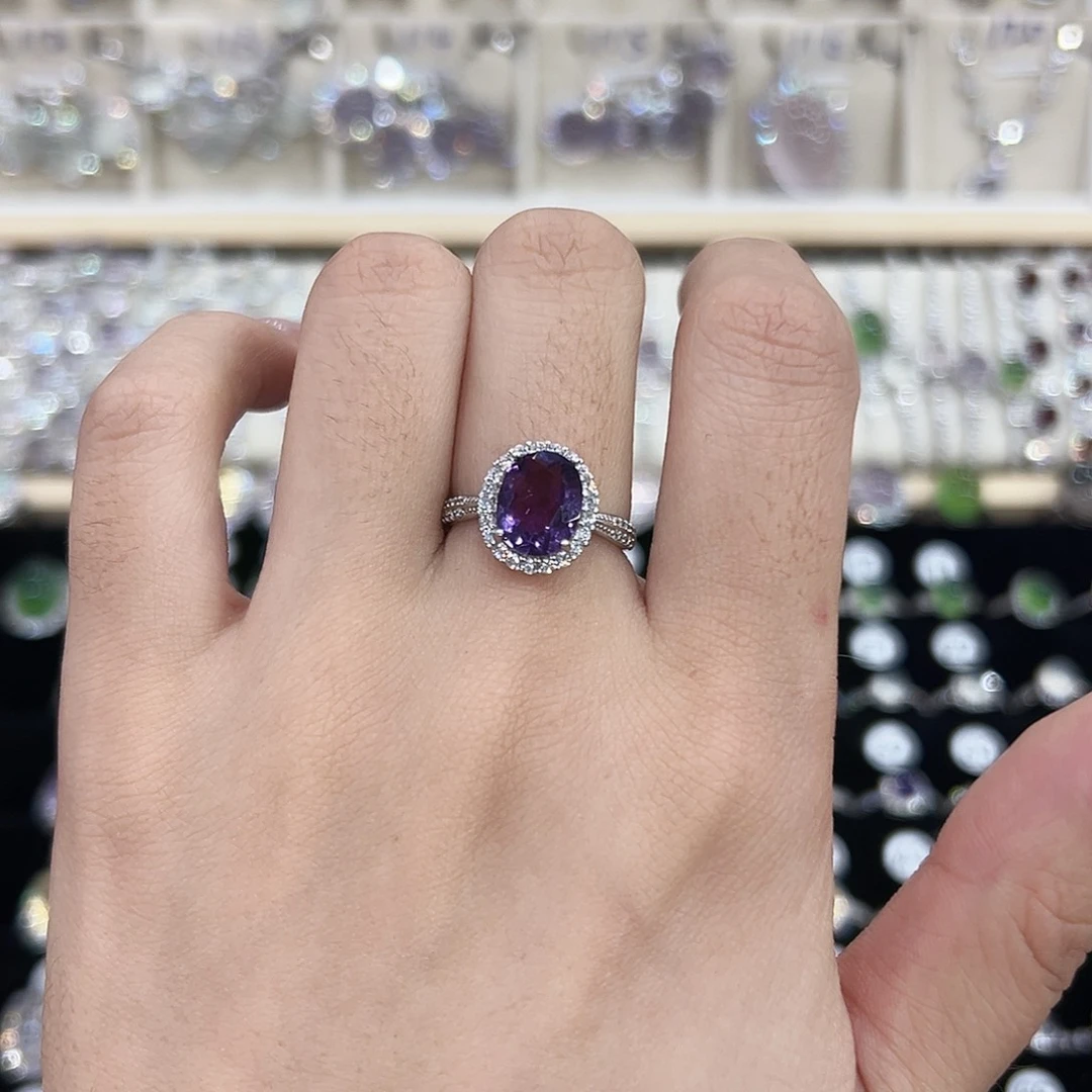 银S925镶嵌紫晶戒指