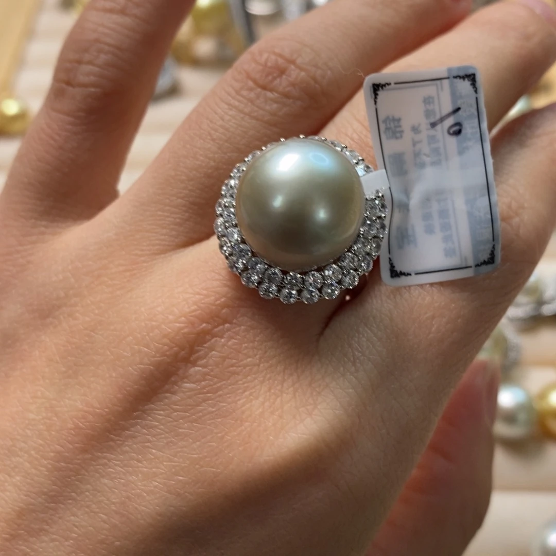 海水珍珠戒指银S925镶嵌