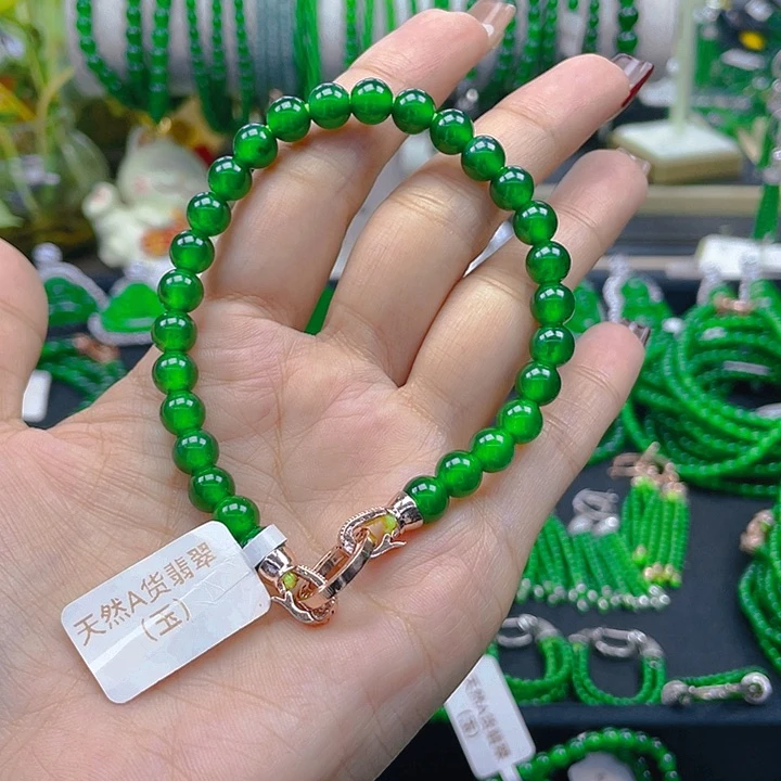 翡翠手链未镶嵌害****休圆珠手链7